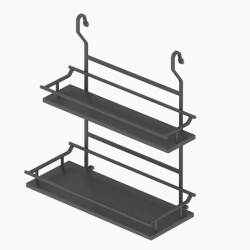 0Starax 4127 Wooden Spice Rack Anthracite with Two Shelves - Starax