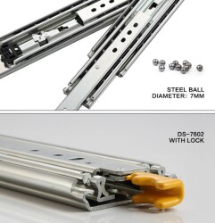 222 Heavy System Telescopic Rail 53Mmx100Cm 100Kg Locked - 5