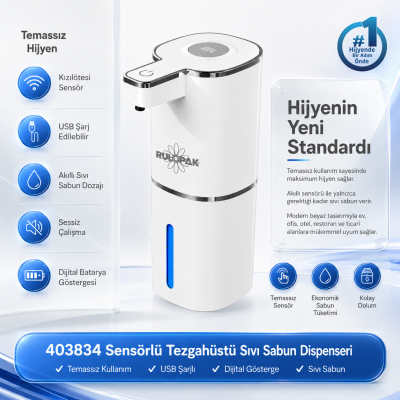 403834 Sensörlü Tezgahüstü Sıvı Sabun Dispenseri Beyaz - 6