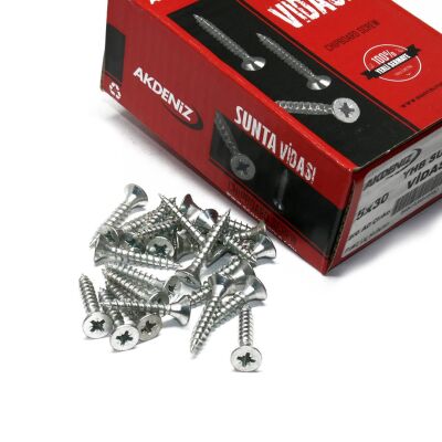 Akdeniz Chipboard Screw 5.0X30 Zinc 200 pcs - 1