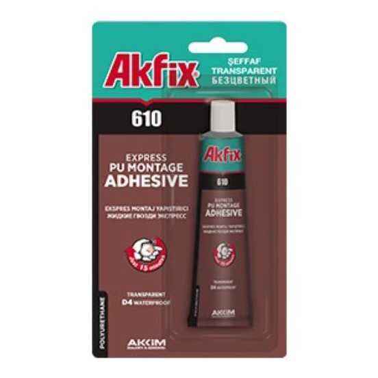 Akfix 610 Şeffaf Ekspres Montaj Yapıştırıcı 50ML Tüp