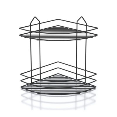 Akın Lüx 2-Tier Metal Bathroom Corner Shelf Black - 1