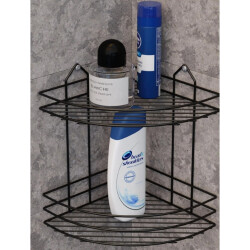Akın Lüx 2-Tier Metal Bathroom Corner Shelf Black - 2