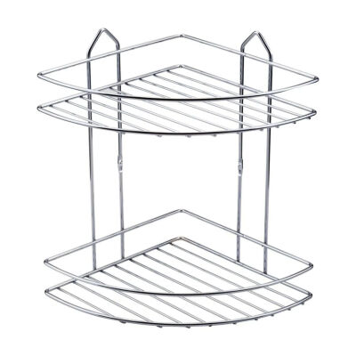 Akın Lux 2-Tier Metal Bathroom Corner Shelf White - 1