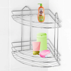 Akın Lux 2-Tier Metal Bathroom Corner Shelf White - 2