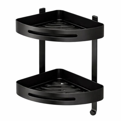 Akın Lüx 2-Tier Stainless Bathroom Corner Shelf Black - 1