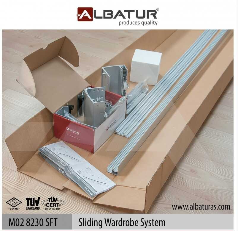 Albatur 8232 Gardırop Sürgü Mekanizması 100KG 2 Kapak Set