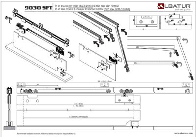 Albatur 9030 SFT Cam Kapak Sürgü Mekanizması Çift Yön 60Kg - 4