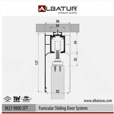 Albatur Door Sliding Mechanism 120Kg Adjustable Single - 6