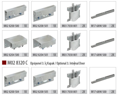 Albatur 8320 Gardırop Sürgü Mekanizması 100KG 3 Kapak - 2