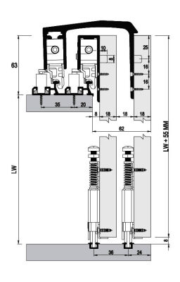Albatur 8320 Gardırop Sürgü Mekanizması 100KG 3 Kapak - 3