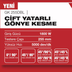 Attlas GK255 DBL 255mm Çift Yatarlı 1800W - 2