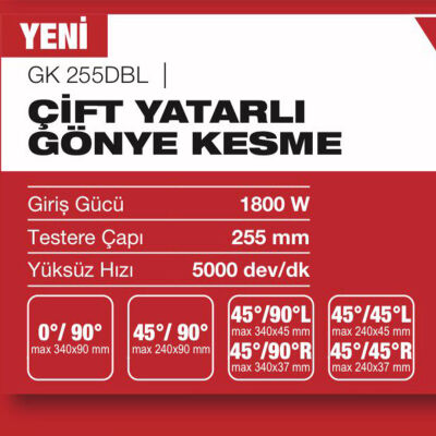 Attlas GK255 DBL 255mm Çift Yatarlı 1800W - 2