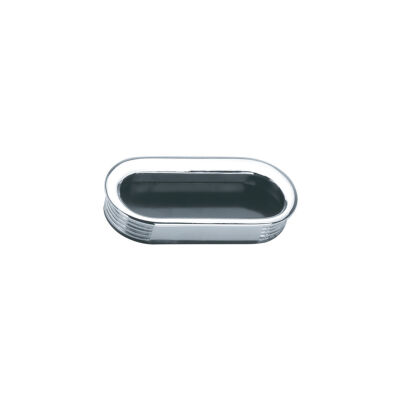 Ayder Recessed Oval Plastic Furniture Handle Flush Bowl Pull 35x70mm Chrome - 1