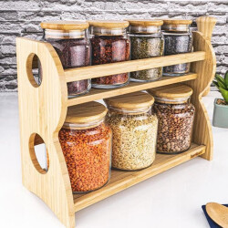 Bambum B4630 Bench 8 Piece 2 Tier Stand Spice Rack Set - Bambum