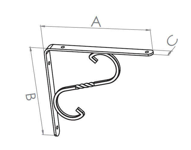 Beşel Raf Altı Ferforje No:2 200x150x18mm Bakır  