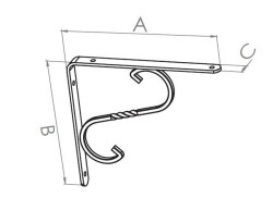 Beşel Under Shelf Wrought Iron No:2 200X150X18MM Black - 2