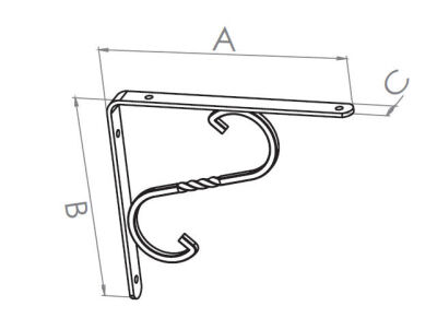 Beşel Under Shelf Wrought Iron No:2 200X150X18MM Black - 2