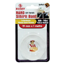 Bumy Çift Taraflı Nano Sihirli Bant 19mmx1Mt Şeffaf - Bumy