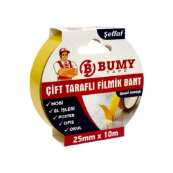 Bumy Genel Amaçlı Çift Taraflı Filmik Bant 25mmx10Mt Şeffaf - Bumy
