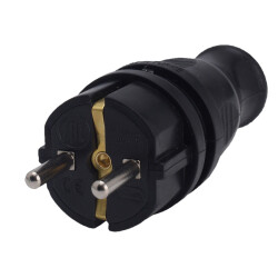 Bylion Plug Single Phase Flat Rubber Male Black (KEF) - Bylion