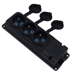 Bylion Triple Group Socket Single Phase Rubber Black (3KMP) - Bylion