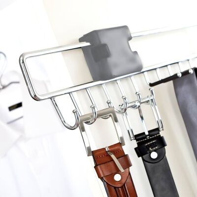 Çağdaş Sliding Tie and Belt Rack 12x48 Chrome - 1