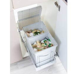 Cagdas Waste Bin Telescopic Automatic Lid Connected Double 14+14Lt - Çağdaş