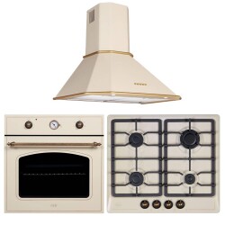 Çetintaş Evii Rustik Ankastre Krem Set ( 4616RK Davlumbaz - 1237RK Fırın - WL848 Ocak ) - Evii