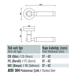 Condi Door Handle Room - Satin Chrome 303 - 2