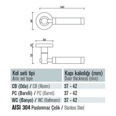 Condi Door Handle Room - Satin Chrome 303 - 2