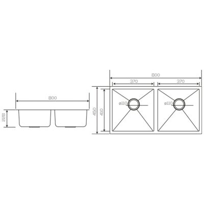Crauf Stella Eviye 450x800x220.8mm Mat Gri Nano Kaplama - 5