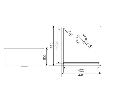 Crauf Stella Kitchen Sink 440x440x210mm PVD Gold - 4