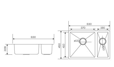 Crauf Stella Kitchen Sink 450x630x230mm PVD Smoked Black - 2