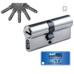 DAF 716/68 Barrel Cylinder Door Core - 5 Key Safety Card - Daf