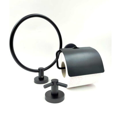 Dekor Model/Code 3-Piece Bathroom Set 304 Stainless Steel Black - 1