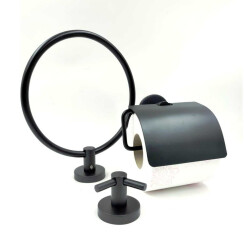 Dekor Model/Code 3-Piece Bathroom Set 304 Stainless Steel Black - 2