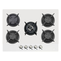 Evii W858 CAT EI Built-in Glass Hob 5 Burners (1 Wok) White - Evii