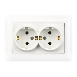 G&uuml;nsan Double Grounded Socket White Vısage Series - Günsan