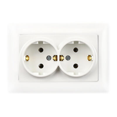 G&uuml;nsan Double Grounded Socket White Vısage Series - 1