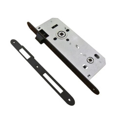 Güven Kilit Ball Bearing WC Door Lock Set Black Oval 45x18mm - Güven