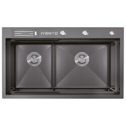 İvento IVNT 953425 Çelik Eviye Seti 82x48cm PVD Mat Siyah - Ivento