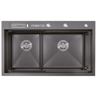 İvento IVNT 953425 Çelik Eviye Seti 82x48cm PVD Mat Siyah - 1