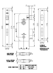 Kale Kilit 169R WC Banyo 40mm Rozetli Delikli Sarı - 2