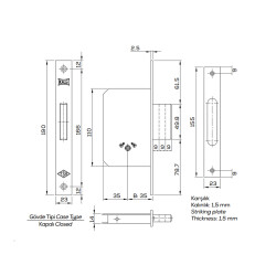 Kale Kilit 189F Safety Lock 3 Shaft 3 Key Nickel - 2