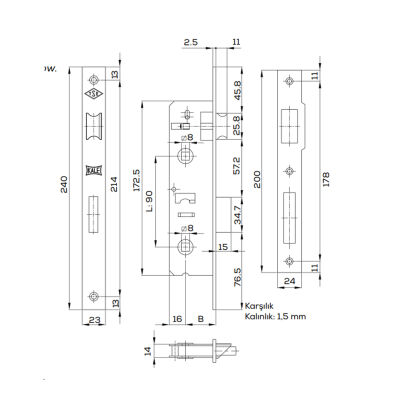 Kale Kilit 269 PVC Doğrama İçin 35mm Krom - 3