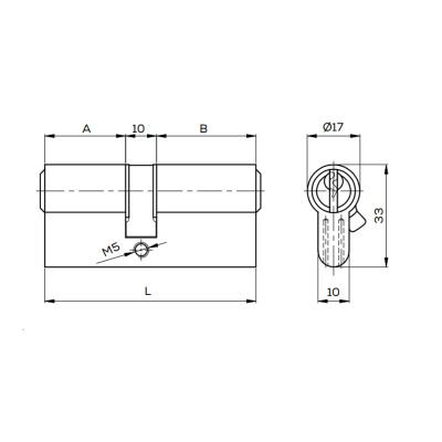 Kale Lock Barel 164Gnc 83Mm Standard Steel Pin Satin - 3