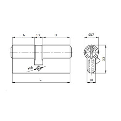 Kale Lock Barel 164Gnc 83Mm Standard Steel Pin Satin - 3