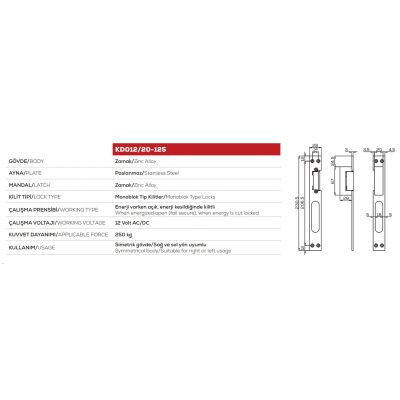 Kale Lock Door Strike Monoblock Type Push to Open - 2