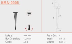 Kapsan Metal Table Leg with End Wire Black R:10Mm R:42Mm-710Mm - Kapsan